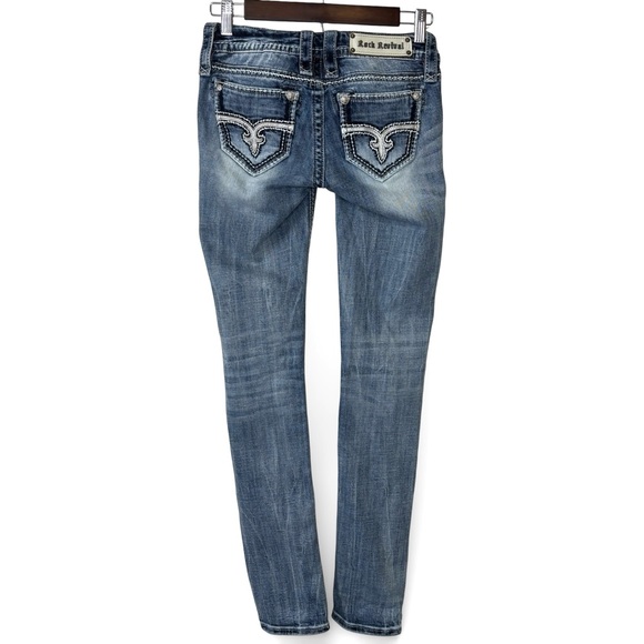 Rock Revival Blair Skinny Jeans 26 Heavy Stitch Flap Pocket 30 Inseam - Picture 13 of 15